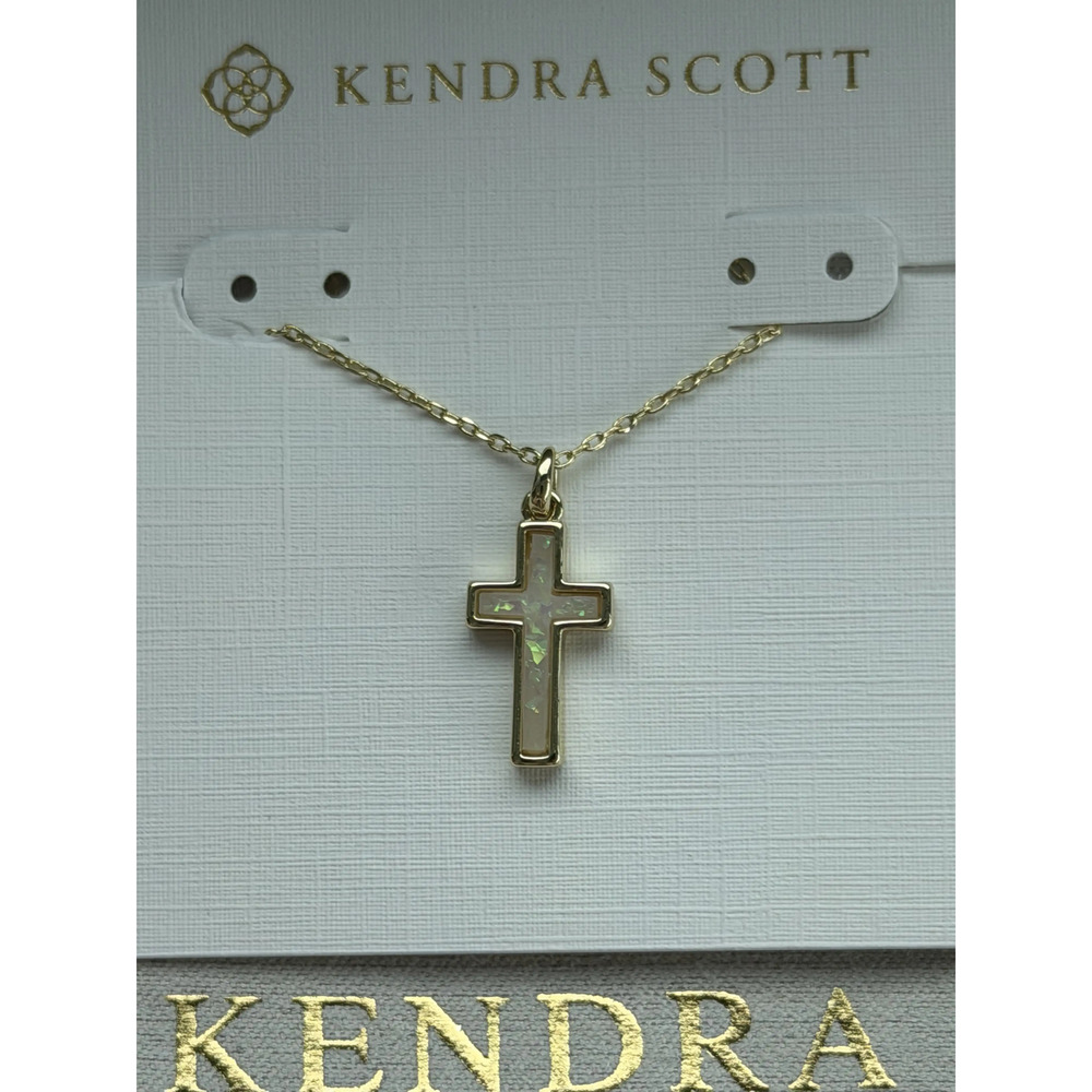 Kendra Scot White Cross Pendant Necklace
